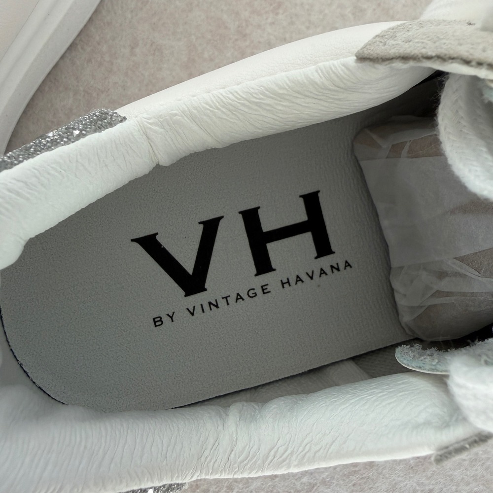 Vintage Havana Gail Size 8 White Grey Glitter Star Platform Sneakers Women's NEW - Picture 9 of 11